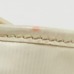 Burberry White/Beige Check Patent Leather Bilmore Tote