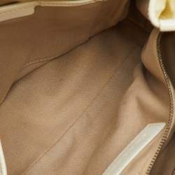 Burberry White/Beige Check Patent Leather Bilmore Tote