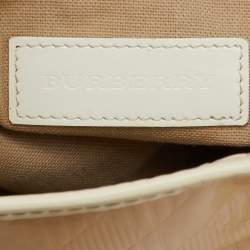 Burberry White/Beige Check Patent Leather Bilmore Tote