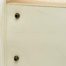 Burberry White/Beige Check Patent Leather Bilmore Tote