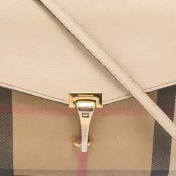 Burberry Cream/Brown House Check Canvas and Leather Macken Flap Crossbody Bag