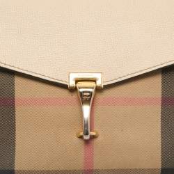 Burberry Cream/Brown House Check Canvas and Leather Macken Flap Crossbody Bag