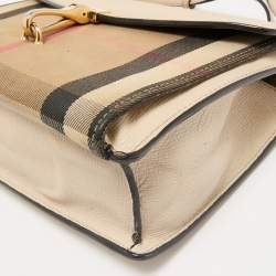 Burberry Cream/Brown House Check Canvas and Leather Macken Flap Crossbody Bag