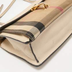 Burberry Cream/Brown House Check Canvas and Leather Macken Flap Crossbody Bag