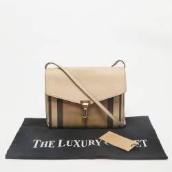 Burberry Cream/Brown House Check Canvas and Leather Macken Flap Crossbody Bag