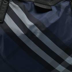 Burberry Blue Mega Check Nylon and Leather Buckleigh Tote