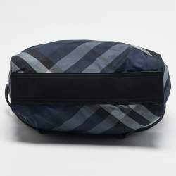Burberry Blue Mega Check Nylon and Leather Buckleigh Tote