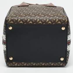 Burberry Brown TB Monogram Coated Canvas and Leather Cube Bowling Bag