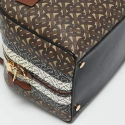 Burberry Brown TB Monogram Coated Canvas and Leather Cube Bowling Bag
