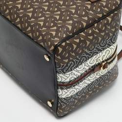 Burberry Brown TB Monogram Coated Canvas and Leather Cube Bowling Bag