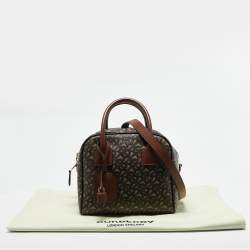 Burberry Brown TB Monogram Coated Canvas and Leather Cube Bowling Bag