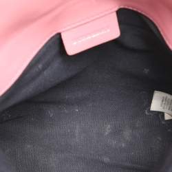  Burberry Pink/Beige Leather and House Check Canvas Horseshoe Milton Crossbody Bag