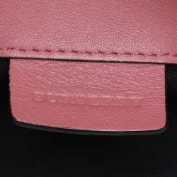  Burberry Pink/Beige Leather and House Check Canvas Horseshoe Milton Crossbody Bag