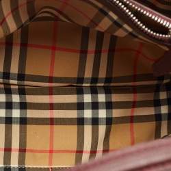 Burberry Burgundy Leather Medium Crimson Banner Tote