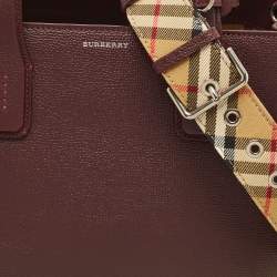 Burberry Burgundy Leather Medium Crimson Banner Tote
