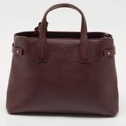 Burberry Burgundy Leather Medium Crimson Banner Tote
