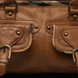 Burberry Brown Leather Double Pocket Satchel