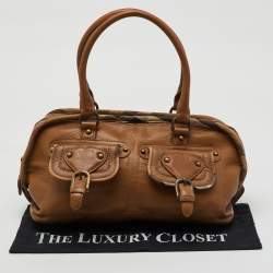Burberry Brown Leather Double Pocket Satchel