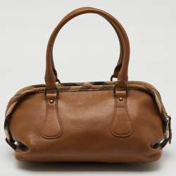 Burberry Brown Leather Double Pocket Satchel