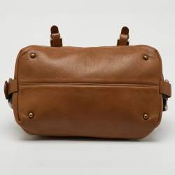 Burberry Brown Leather Double Pocket Satchel