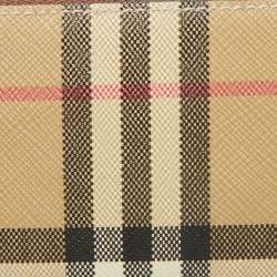 Burberry Brown/Beige House Check Coated Canvas and Leather Zip Card Case
