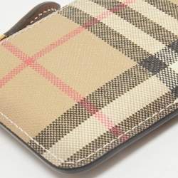Burberry Brown/Beige House Check Coated Canvas and Leather Zip Card Case