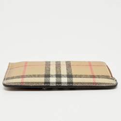 Burberry Brown/Beige House Check Coated Canvas and Leather Zip Card Case