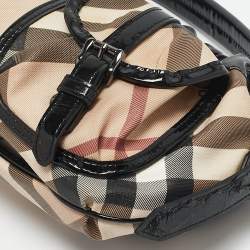 Burberry Beige/Black Nova Check PVC and Patent Leather Front Pocket Bag