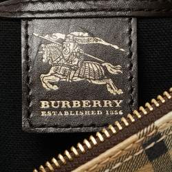 Burberry Beige/Brown Haymarket Check PVC and Leather Chester Boston Bag