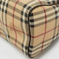 Burberry Beige/Brown Haymarket Check PVC and Leather Chester Boston Bag
