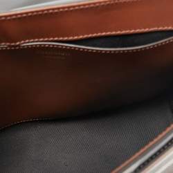 Burberry Dark Birch Brown Giant E-Check Canvas and Leather Note Crossbody Bag