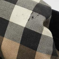 Burberry Black/Grey Logo Embroidered Fabric and Leather Flat Tote