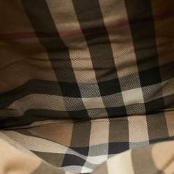 Burberry Black/Grey Logo Embroidered Fabric and Leather Flat Tote