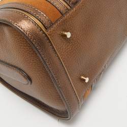 Burberry Metallic Leather and Suede Alchester Bowler Bag