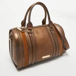 Burberry Metallic Leather and Suede Alchester Bowler Bag