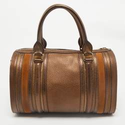 Burberry Metallic Leather and Suede Alchester Bowler Bag