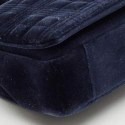 Burberry Navy Blue Quilted Velvet Small Lola Chain Shoulder Bag