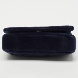 Burberry Navy Blue Quilted Velvet Small Lola Chain Shoulder Bag
