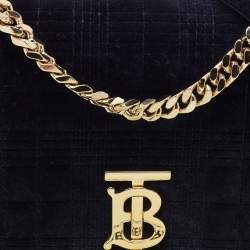 Burberry Navy Blue Quilted Velvet Small Lola Chain Shoulder Bag