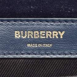 Burberry Navy Blue Quilted Velvet Small Lola Chain Shoulder Bag