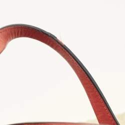 Burberry Red Leather and House Check Canvas Small Brit Maidstone Peek Bag