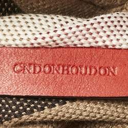 Burberry Red Leather and House Check Canvas Small Brit Maidstone Peek Bag