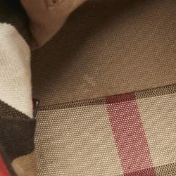Burberry Red Leather and House Check Canvas Small Brit Maidstone Peek Bag