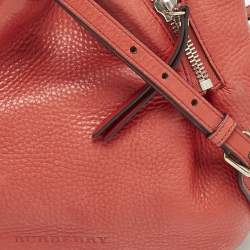 Burberry Red Leather and House Check Canvas Small Brit Maidstone Peek Bag