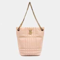 Burberry Pink Leather Lola Bucket Shoulder Bag Small