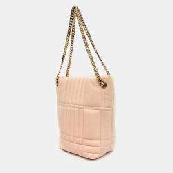 Burberry Pink Leather Lola Bucket Shoulder Bag Small