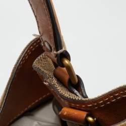 Burberry Brown/Beige House Check Canvas Leather Susanna Bucket Bag