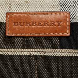 Burberry Brown/Beige House Check Canvas Leather Susanna Bucket Bag