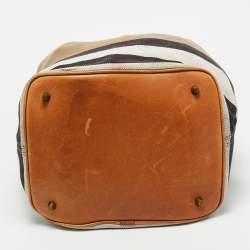 Burberry Brown/Beige House Check Canvas Leather Susanna Bucket Bag