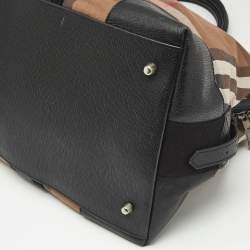 Burberry Brown/Black House Check Canvas and Leather Duffel Bag